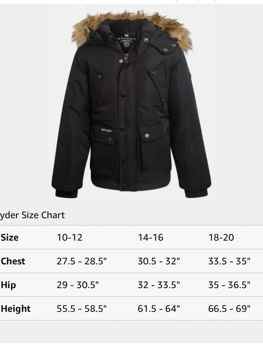 Boys Spyder Winter Jacket Coat Ski Parka size 18-20 New